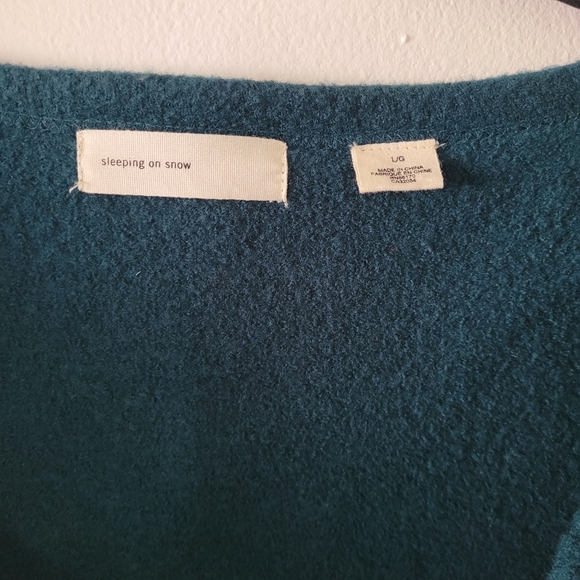 Anthropologie Sleeping On Snow Large Floral Wool Cardigan Sweater Jacket Green - Picture 4 of 8